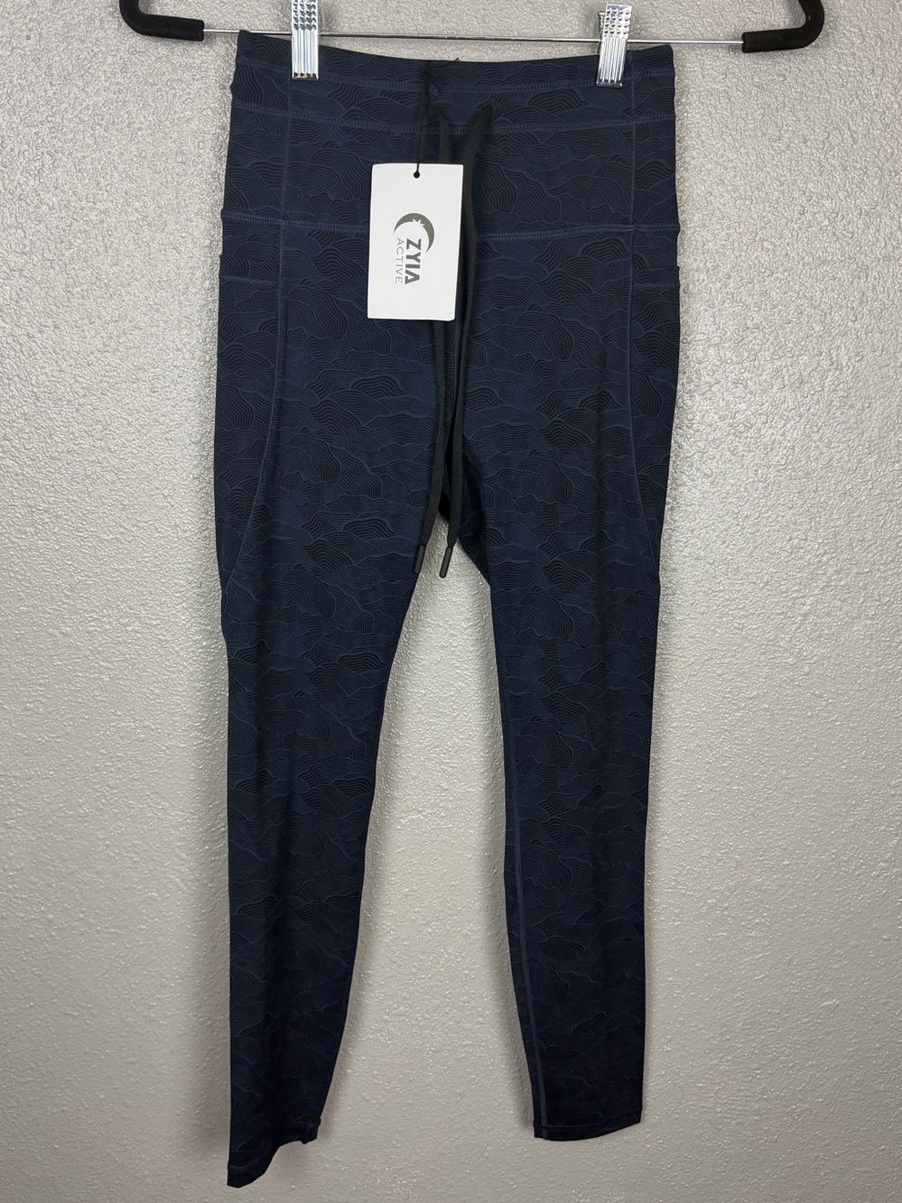 Zyia Active Women’s Navy Terrace Pocket Luxe Drawstring 7/8 24 Leggings Size 2